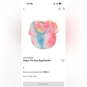 Little Beast Fleece Tie-Dye Dog Hoodie - Pastel Rainbow